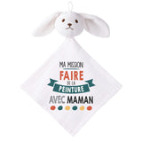 Doudou Bébé Lapin Ma Mission Peinture avec Maman Gaze de Coton Cadeau Baby Shower