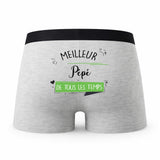 Caleçon Meilleur Pepe de Tous Les Temps - Humour Boxer Gris Idée Cadeau