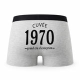 Caleçon Millésime 1970 - Humour Boxer Gris Idée Cadeau Anniversaire