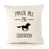 Housse de Coussin Premium équitation - Coton Canvas Fairtrade Beige Idée Cadeau Décoration Canapé