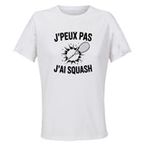 Maillot de Sport Femme Squash J'peux Pas - T-Shirt Respirant Polyester Manches Courtes - Cadeau Sportive Anniversaire Noël Fête des Mères