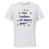 Maillot de Sport Femme pour Constance Elle Assure - T-Shirt Respirant Polyester Manches Courtes - Cadeau Sportive Anniversaire Noël Fête des Mères
