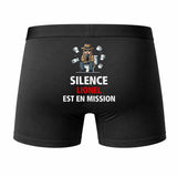 Caleçon Lionel Silence Lionel est en Mission - Humour Boxer Coton Idée Cadeau