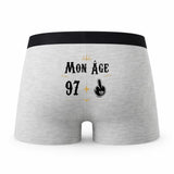 Caleçon 98 Ans - Humour Boxer Gris Motif Âge Idée Cadeau Anniversaire