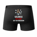 Caleçon Roland Silence Roland est en Mission - Humour Boxer Coton Idée Cadeau