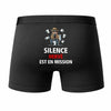 Caleçon Hervé Silence Hervé est en Mission - Humour Boxer Coton Idée Cadeau