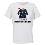 Maillot de Sport Femme Super Monitrice De Ski - T-Shirt Respirant Polyester Manches Courtes - Cadeau Sportive Anniversaire Noël Fête des Mères