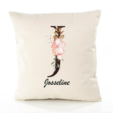 Housse de Coussin Premium Josseline Lettre - Coton Canvas Fairtrade Beige Idée Cadeau Décoration Canapé 40x40