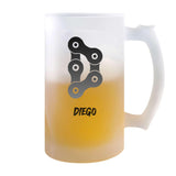 Verre à Bière Diego Lettre Chaine | Chope de Bière Pinte | Idée Cadeau Prénom Motard Biker Mob Anniversaire Papa Collègue Départ Retraite Noël