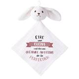 Doudou Bébé Lapin Elena Créature Parfaite Gaze de Coton Cadeau Baby Shower