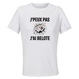 Maillot de Sport Femme Belote J'peux Pas - T-Shirt Respirant Polyester Manches Courtes - Cadeau Sportive Anniversaire Noël Fête des Mères