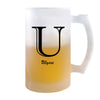 Verre à Bière Ulysse Lettre | Chope de Bière Pinte | Idée Cadeau Prénom Anniversaire Papa Collègue Départ Retraite Noël