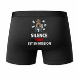 Caleçon Tony Silence Tony est en Mission - Humour Boxer Coton Idée Cadeau