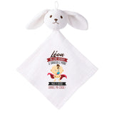 Doudou Bébé Lapin Leon Humour Changez Couches Gaze de Coton Cadeau Baby Shower