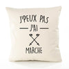 Housse de Coussin Premium j'peux Pas Marche Version Blanc - Coton Canvas Fairtrade Beige Idée Cadeau Décoration Canapé 40x40