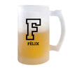 Verre à Bière Félix Lettre Sport | Chope de Bière Pinte | Idée Cadeau Prénom Style Basket Université Anniversaire Papa Collègue Départ Retraite Noël