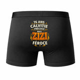 Caleçon 76 Ans Calvitie Précoce Féroce - Humour Boxer Coton Motif Idée Cadeau