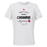 Maillot de Sport Femme Cuisiniere Damour - T-Shirt Respirant Polyester Manches Courtes - Cadeau Sportive Anniversaire Noël Fête des Mères
