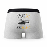Caleçon Helico - Humour Boxer Gris Idée Cadeau Passion