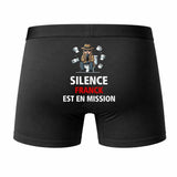 Caleçon Franck Silence Franck est en Mission - Humour Boxer Coton Idée Cadeau