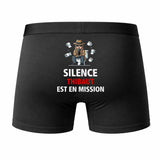 Caleçon Thibaut Silence Thibaut est en Mission - Humour Boxer Coton Idée Cadeau