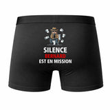 Caleçon Bernard Silence Bernard est en Mission - Humour Boxer Coton Idée Cadeau