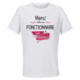 Maillot de Sport Femme pour Merci Fonctionnaire Geniale - T-Shirt Respirant Polyester Manches Courtes - Cadeau Sportive Anniversaire Noël Fête des Mères