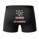 Caleçon Jean-Louis Silence Jean-Louis est en Mission - Humour Boxer Coton Idée Cadeau