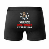 Caleçon Jean-françois Silence Jean-françois est en Mission - Humour Boxer Coton Idée Cadeau