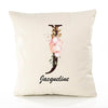 Housse de Coussin Premium Jacqueline Lettre - Coton Canvas Fairtrade Beige Idée Cadeau Décoration Canapé 40x40