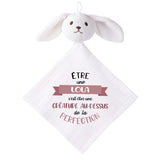 Doudou Bébé Lapin Lola Créature Parfaite Gaze de Coton Cadeau Baby Shower