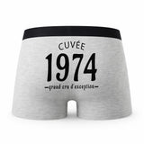Caleçon Millésime 1974 - Humour Boxer Gris Idée Cadeau Anniversaire