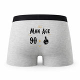 Caleçon 91 Ans - Humour Boxer Gris Motif Âge Idée Cadeau Anniversaire