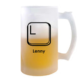 Verre à Bière Lenny Lettre Clavier | Chope de Bière Pinte | Idée Cadeau Prénom Informaticien Geek Gamer Anniversaire Papa Collègue Départ Retraite Noël
