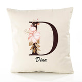 Housse de Coussin Premium Dina Lettre - Coton Canvas Fairtrade Beige Idée Cadeau Décoration Canapé
