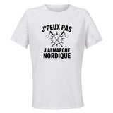 Maillot de Sport Femme Marche Nordique J'peux Pas - T-Shirt Respirant Polyester Manches Courtes - Cadeau Sportive Anniversaire Noël Fête des Mères
