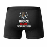 Caleçon Pascal Silence Pascal est en Mission - Humour Boxer Coton Idée Cadeau