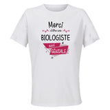Maillot de Sport Femme pour Merci Biologiste Geniale - T-Shirt Respirant Polyester Manches Courtes - Cadeau Sportive Anniversaire Noël Fête des Mères