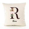 Housse de Coussin Premium Reine Lettre - Coton Canvas Fairtrade Beige Idée Cadeau Décoration Canapé