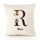 Housse de Coussin Premium Reine Lettre - Coton Canvas Fairtrade Beige Idée Cadeau Décoration Canapé