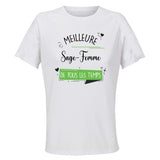 Maillot de Sport Femme Sage-Femme Meilleure de Tous Les Temps Femme-1 - T-Shirt Respirant Polyester Manches Courtes - Cadeau Sportive Anniversaire Noël Fête des Mères