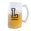 Verre à Bière Lionnel Lettre Sport | Chope de Bière Pinte | Idée Cadeau Prénom Style Basket Université Anniversaire Papa Collègue Départ Retraite Noël