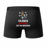 Caleçon Baptiste Silence Baptiste est en Mission - Humour Boxer Coton Idée Cadeau