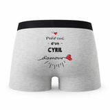 Caleçon Cyril d'amour - Humour Boxer Gris Idée Cadeau