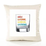 Housse de Coussin Premium Adèle la Déesse la Légende - Coton Canvas Fairtrade Beige Idée Cadeau Décoration Canapé