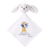 Doudou Bébé Lapin Message Maman Lune Prénom Abriel Gaze de Coton Cadeau Baby Shower