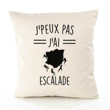 Housse de Coussin Premium Escalade 2 Version Blanc - Coton Canvas Fairtrade Beige Idée Cadeau Décoration Canapé