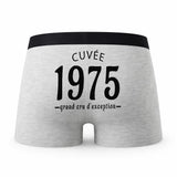 Caleçon Millésime 1975 - Humour Boxer Gris Idée Cadeau Anniversaire