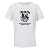Maillot de Sport Femme Bouledogue Francais J'peux Pas - T-Shirt Respirant Polyester Manches Courtes - Cadeau Sportive Anniversaire Noël Fête des Mères