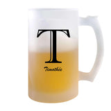 Verre à Bière Timothée Lettre Chic | Chope de Bière Pinte | Idée Cadeau Prénom Anniversaire Papa Collègue Départ Retraite Noël